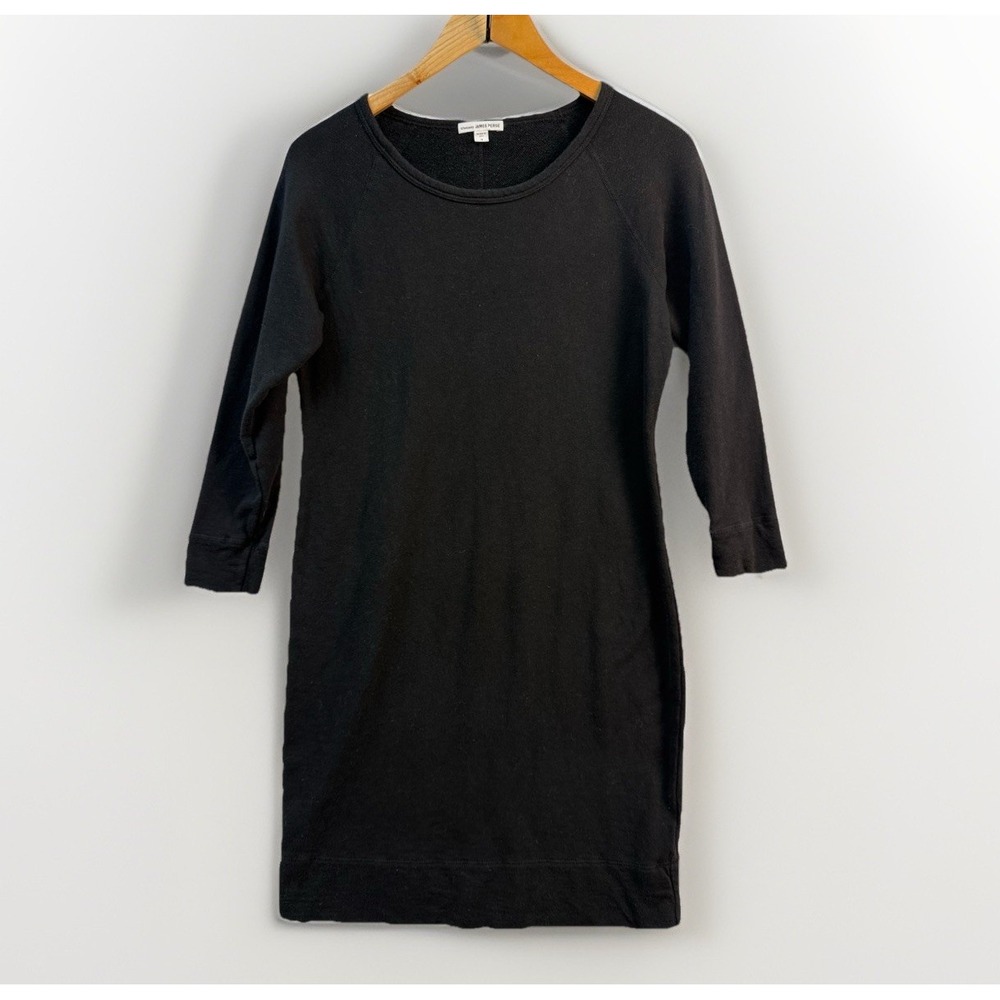 James Perse Bodycon Sweatshirt Dress Womens 3 (M) Black Cotton Made USA $165